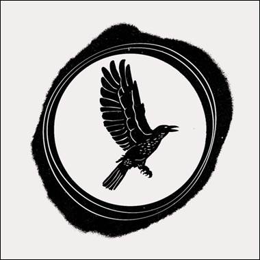 A black and white image of a bird in a circle

Description automatically generated