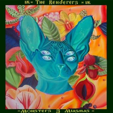 A blue cat with green eyes and green leaves

Description automatically generated