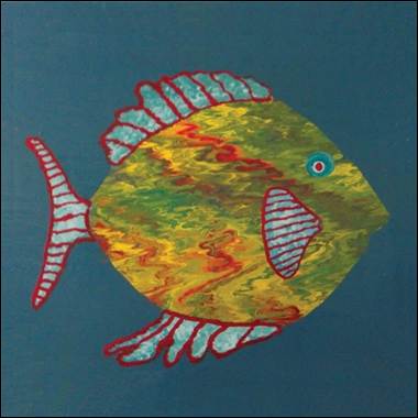 A yellow and green fish

Description automatically generated