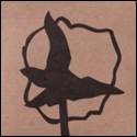 A black bird on a brown background

Description automatically generated