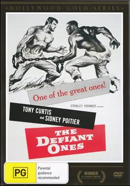 A poster of two men in chains

Description automatically generated